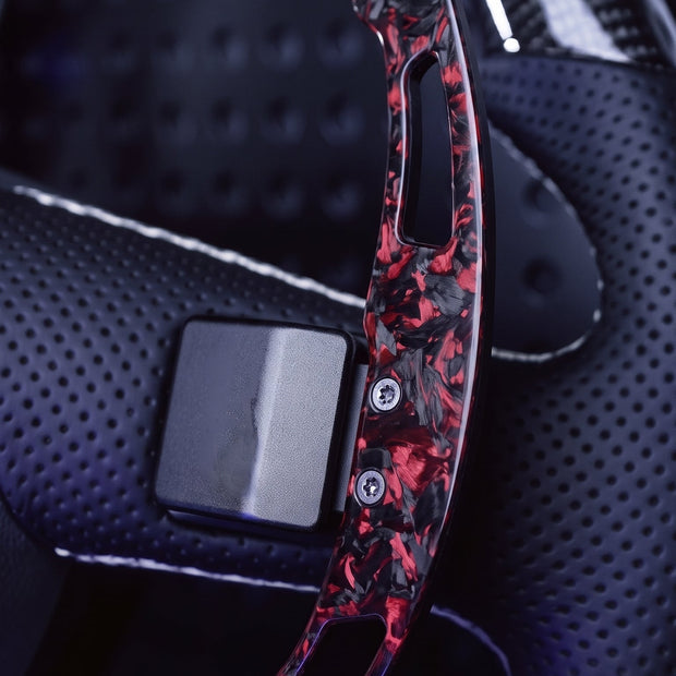 Palettes de volant magnétiques en carbone forgé pour Porsche, couleur rouge