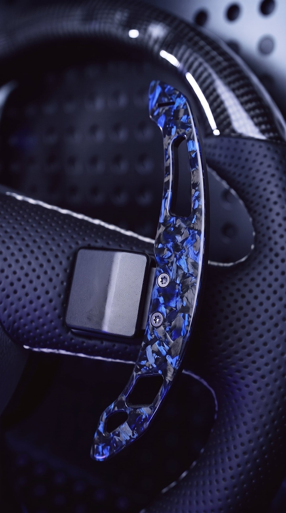 Palettes de volant magnétiques en carbone forgé pour SEAT, couleur bleu