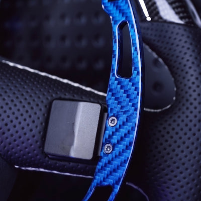 Levas de cambio magnéticas en carbono sarga perforado para Lamborghini, color azul