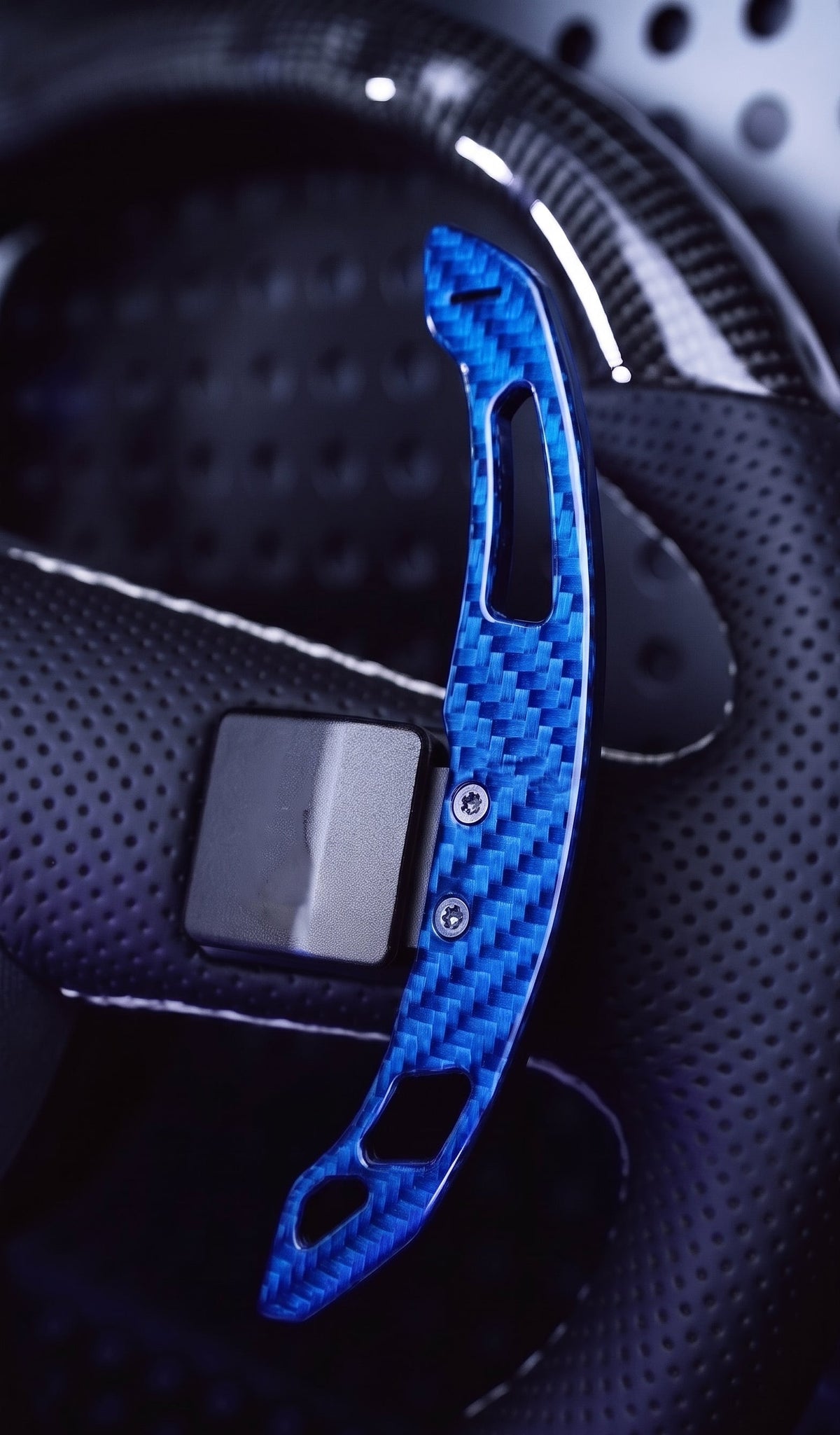 Magnetische paddels van geperforeerd twill carbon voor Volkswagen, kleur blauw