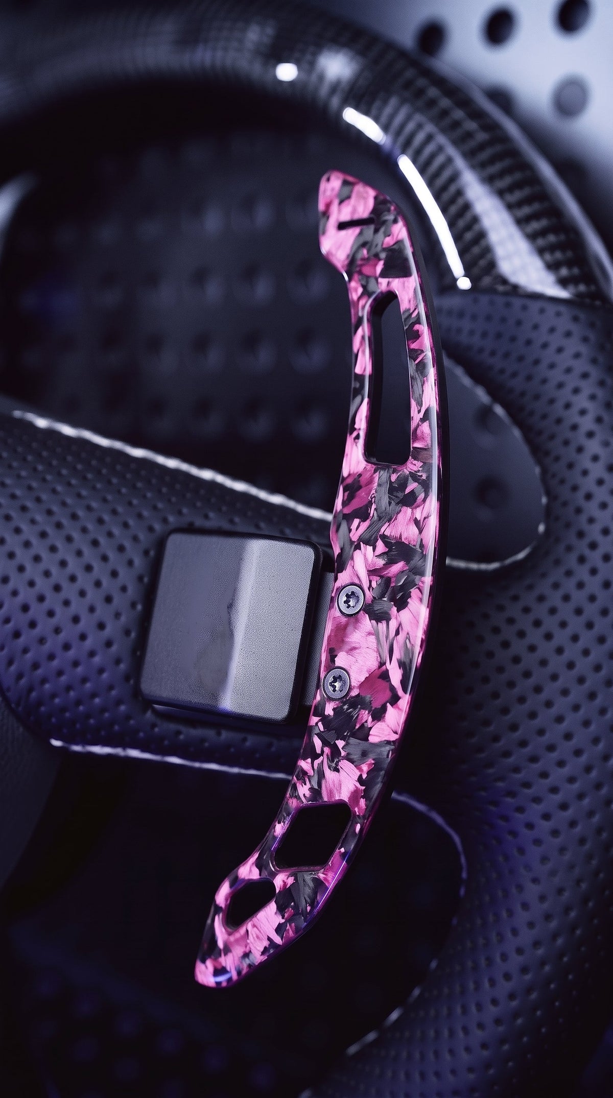 Palettes de volant magnétiques en carbone forgé pour Skoda, couleur rose