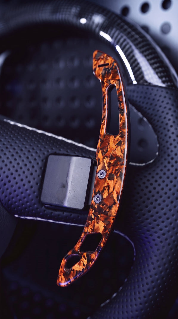 Palettes de volant magnétiques en carbone forgé pour Audi, couleur orange