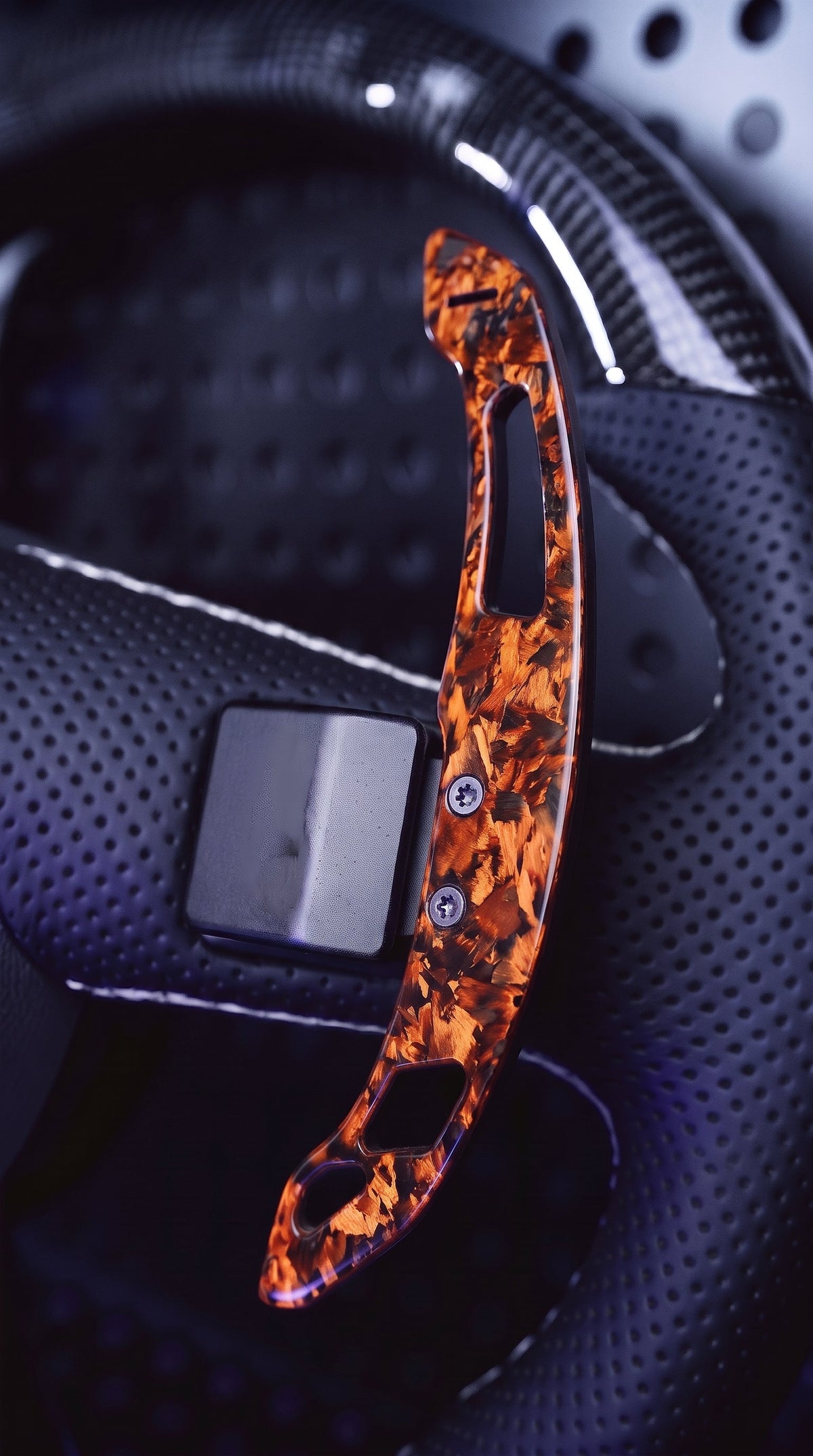 Palettes de volant magnétiques en carbone forgé pour SEAT, couleur orange