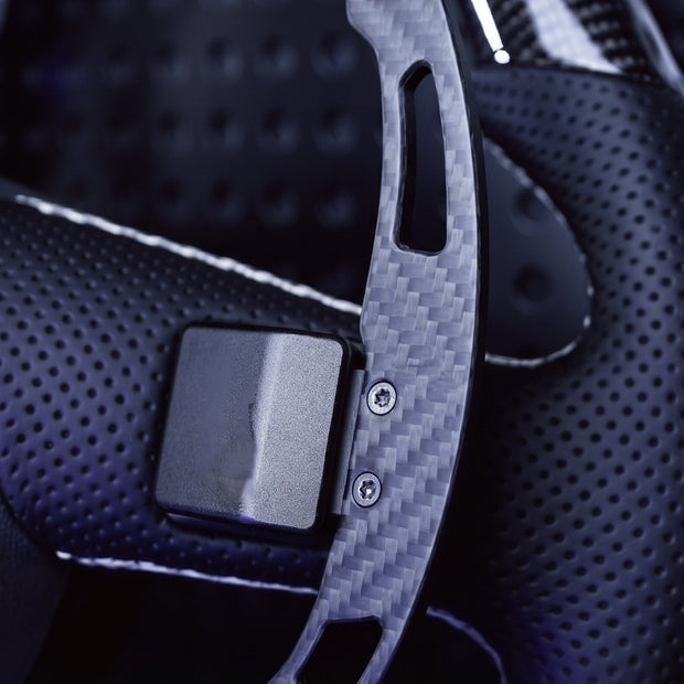 Paddle del cambio magnetici in carbonio twill forato per Volkswagen, colore nero