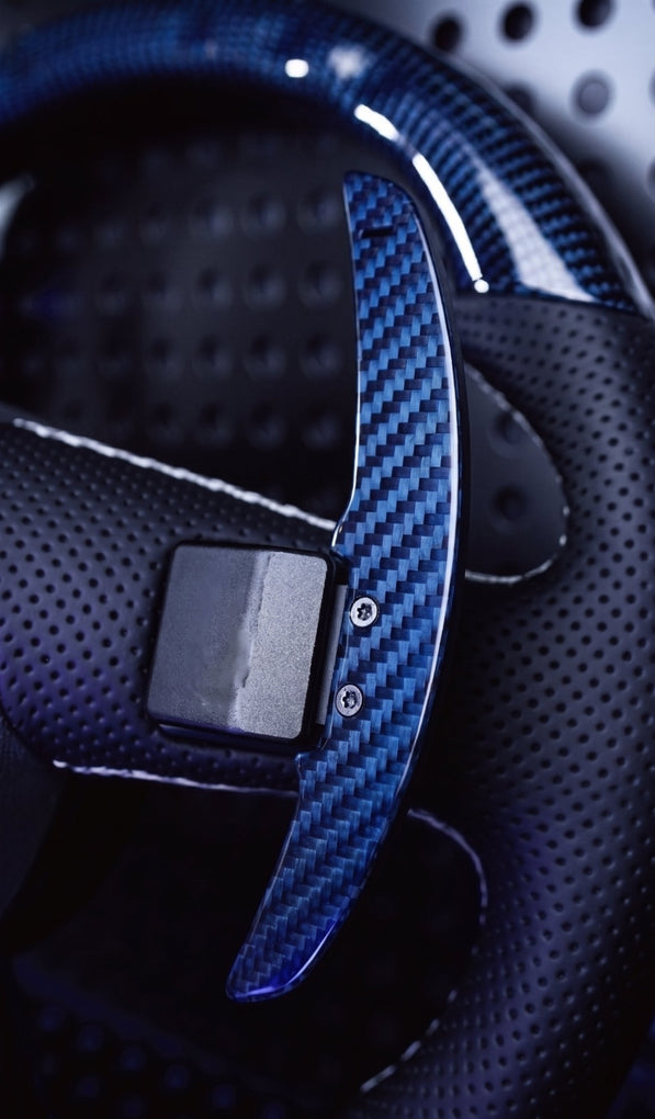 Paddle del cambio magnetici in carbonio twill per Skoda, colore blu