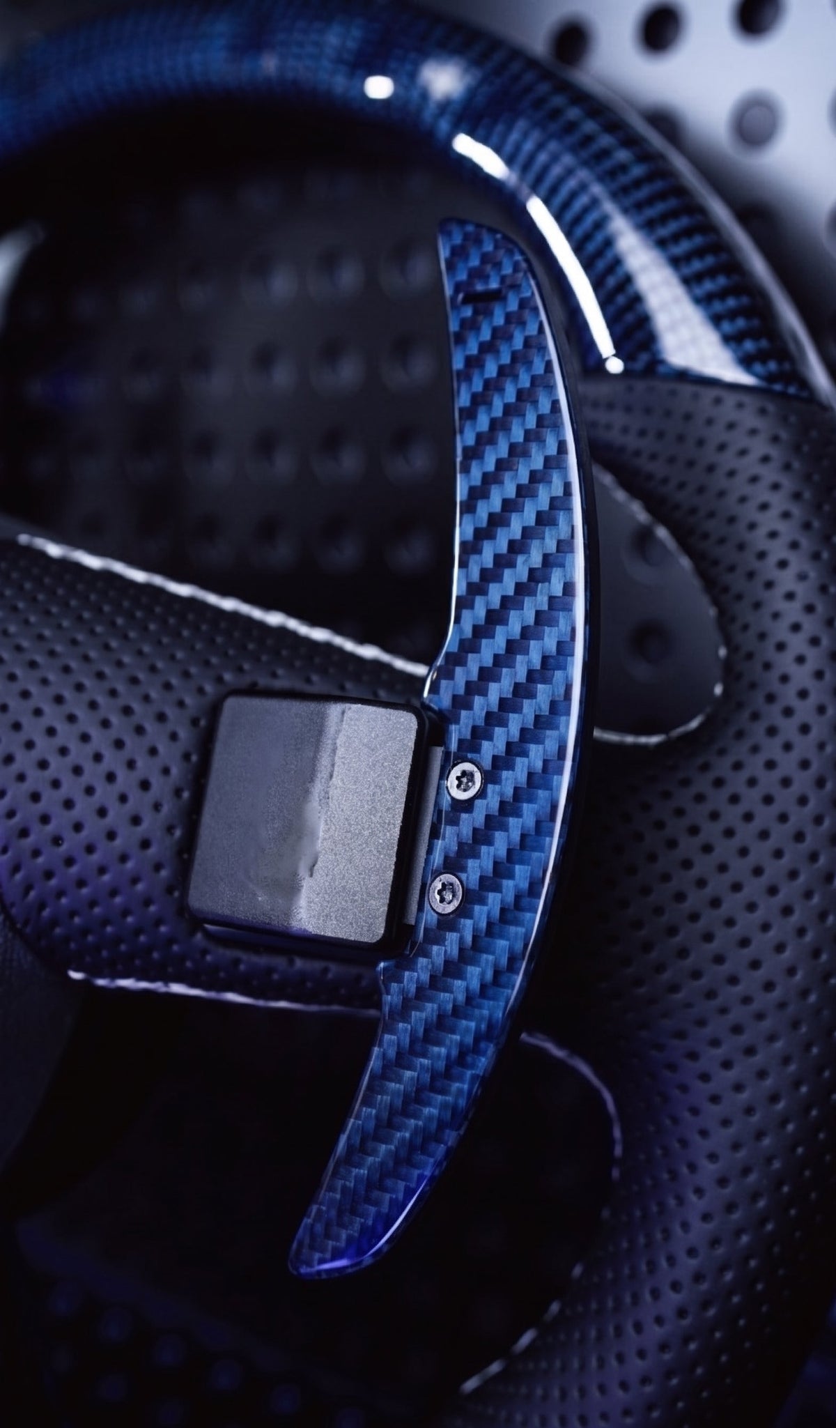 Patilhas de mudanças magnéticas em carbono twill para Lamborghini, cor azul