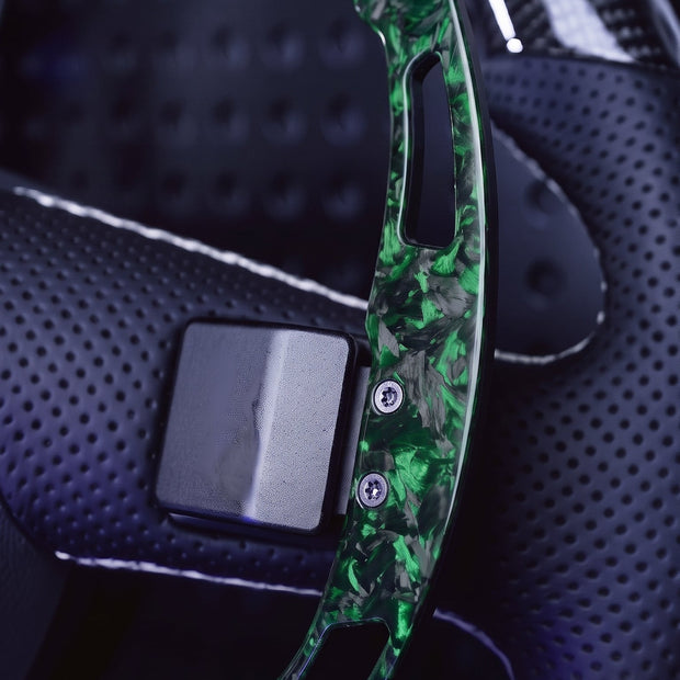 Palettes de volant magnétiques en carbone forgé pour Porsche, couleur vert