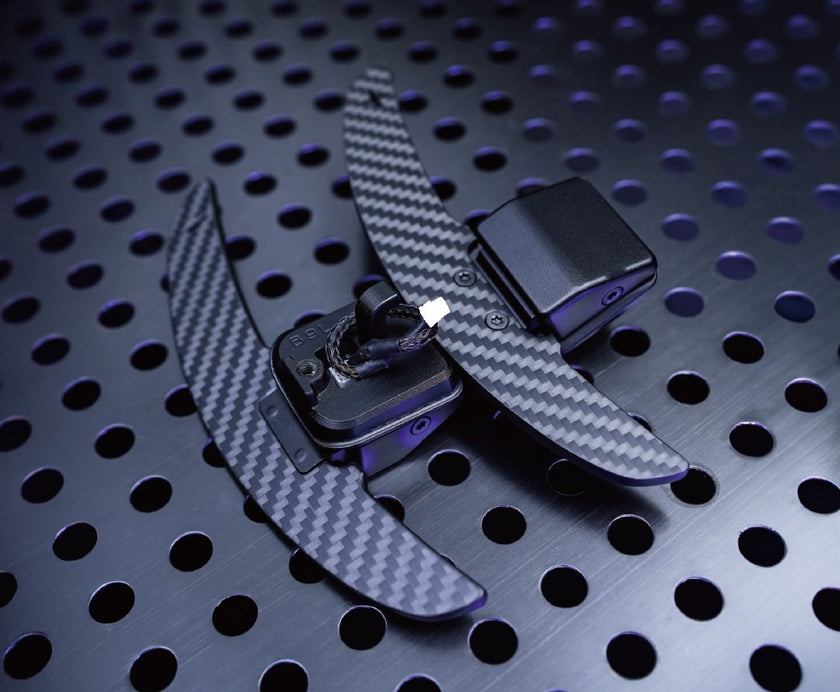 Paddle del cambio magnetici in carbonio twill per Audi, vista d'insieme