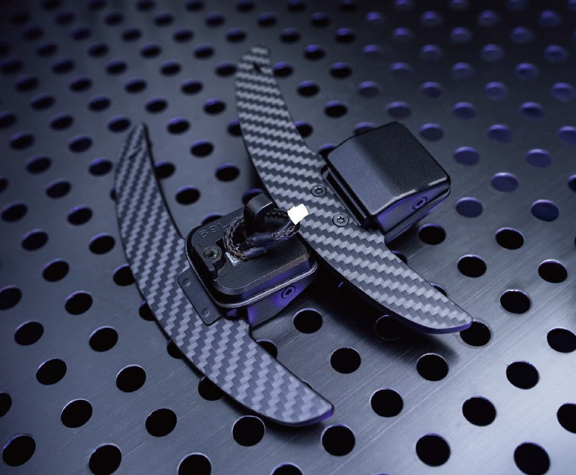 Patilhas de mudanças magnéticas em carbono twill para Lamborghini, vista geral